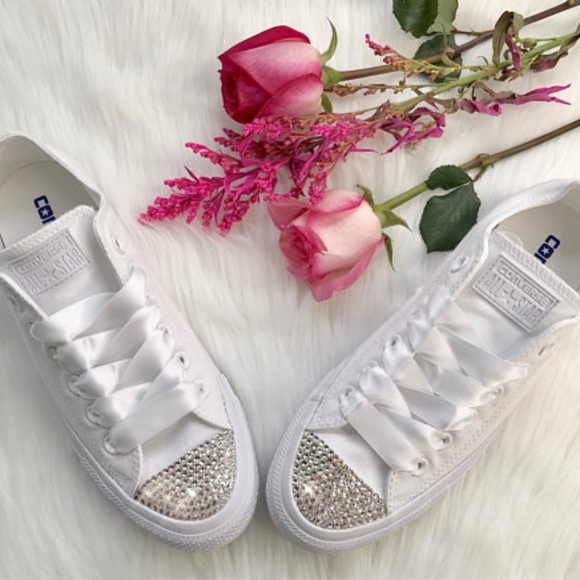 Bling Swarovski White Converse - Picture 1 of 5